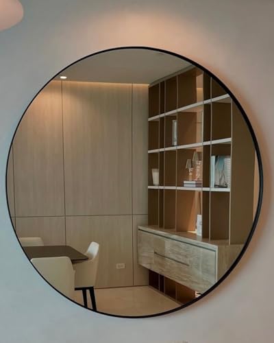 Image of hdglass Round Mirror Cabinet with Storage Shelf | Bathroom Wall Mounted Mirror with Hidden Cabinet Organizer | Modern Wall Mounted Mirror for Bathroom (Cabinet)