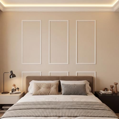 Garvee Premade Pre-Cut Bilinear Frame Wall Molding Set, 6 Separated Decorative Wainscoting Accent Panels, Glue-On Ready-to-Assemble Wall Trim for Interior Home Living Room Bedroom Corridor Decor by Garvee - Used condition - Image 8