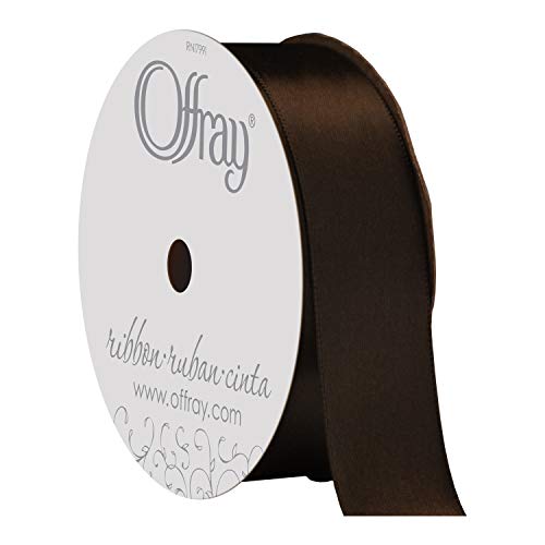 Image of Berwick Offray 306024 7 /8 inch Wide Single Face Satin Ribbon, Brown, 6 Yds