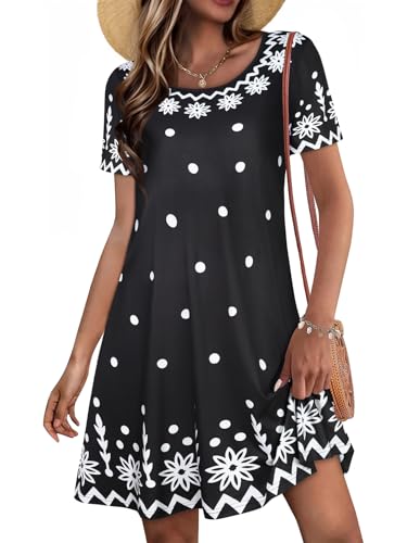 Image of JOLIGAL Summer Dresses for Women Casual Short Sleeve Sundress Scoop Neck Beach T Shirt Dress with Pockets 2026