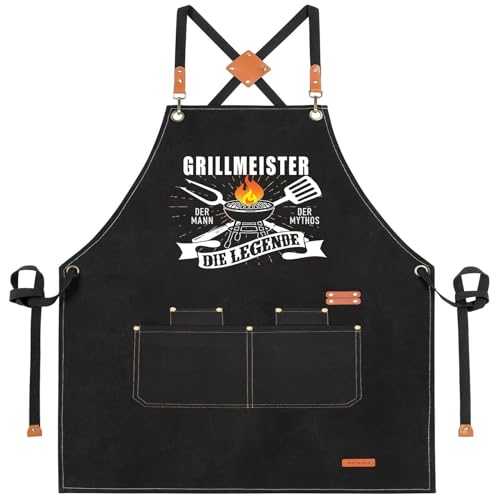 XCSJKJ Grillschürze für Männer Kochschürze Herren Lustig, mit 4 Taschen Grillen Geschenk BBQ Schürze Küchenschürze, der Mann der Mythos die Legende Schwarz Schürzen GRILLMEISTER (Kreuzgurt-Stil) XCSJKJ Grillschürze für Männer Kochschürze Herren Lustig, mit 4 Taschen Grillen Geschenk BBQ Schürze Küchenschürze, der Mann der Mythos die Legende Schwarz Schürzen GRILLMEISTER (Kreuzgurt-Stil)