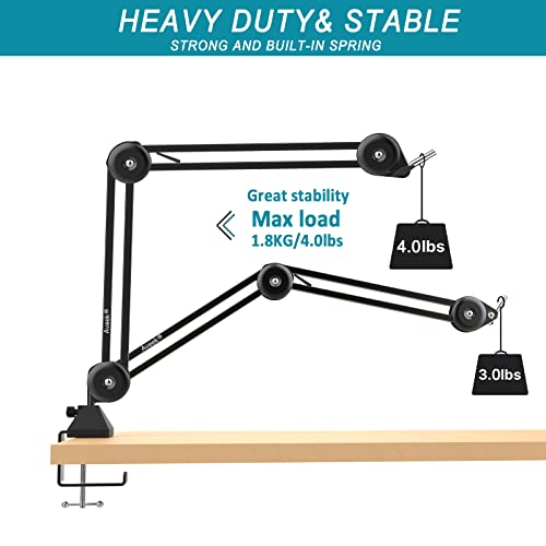 Boom Arm, Aveek Foldable Desktop Mic Boom Arm Fully Adjustable Scissor 360°Rotatable Microphone Arm Stand With Desk Mount Microphone Clip 3/8" - 5/8" Adapter For Blue Yeti Snowball Hyperx Quadcast #TOP1