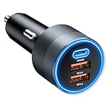 SONRU USB C Car Charger, 66W/9A PD3.0 Dual QC 3.0 Fast USB C Car Charger Adapter with LED Ambient Light, for iPhone 13/12/11/X/XR,