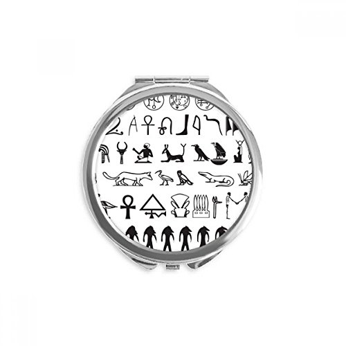 Miroir égypte hiéroglyphes rond et compact avec illustration fresque art
