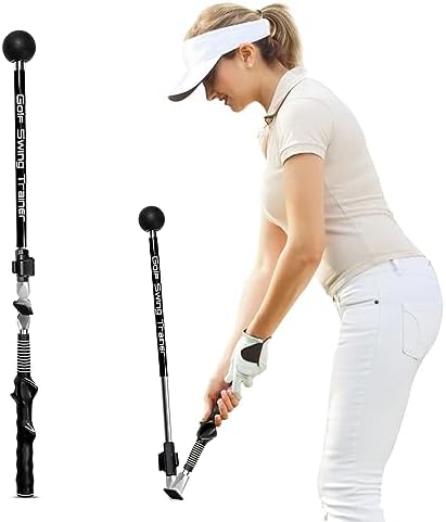 ChuYouXuan Golf Swing Trainer Aid, Adjustable Portable Golf Training Aid to Improve Hinge Forearm Rotation Shoulder Turn Beginners Improve Golf Swing Exerciser Training Aid (Black)