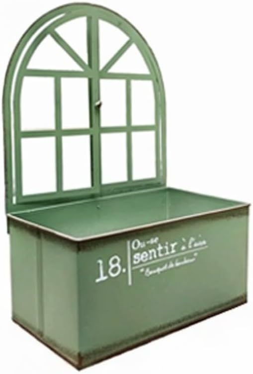 Creative Iron Hanging Window Flower Pot Planter/Plant/Flower/Bonsai Pot Watering for Succulent,Cactus Container for Home Balcony Desk Christmas Gardening Decoration Ornament (Green,Small&Large)