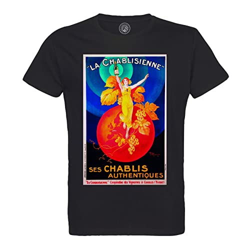 T-shirt en coton bio de qualité supérieure imprimé Chablis vintage