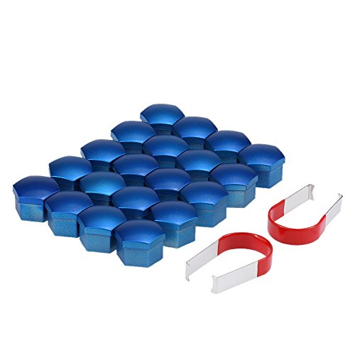 mewmewcat Conjunto de 20 unidades universais de 17 mm de plástico cromado para rodas de carro com ta