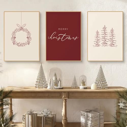 CULASIGN 3er Christmas Poster Set OHNE Rahmen, Weihnachten Bilder...