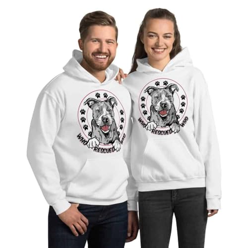 Who Rescued Dog WHO Graphic Hoodie White Sweatshirt