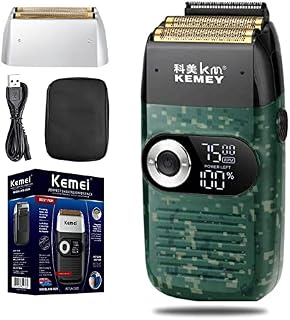 KEMEI Foil Shaver Barber for Men,Electric Razor Rechargeable with Beard Trimmer,Cordless Lithium Titanium Foil Shavers with Travel Case,KM2027