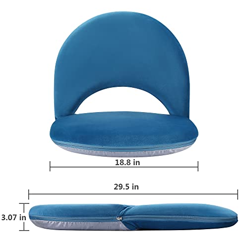 Image of Nnewvante Floor Chair Adjustable Back Support Chair Foldable Meditation Seating Suede-Like Fabric Multiangle Cushioned Recliner for Adults Kids Video-Gaming Reading Watching, Navy