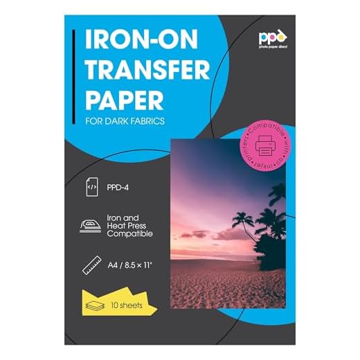 PPD Papel de Transferencia para camisetas oscuras para impresión con inyección de tinta A4 X 10 hojas PPD-4-10
