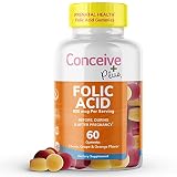 CONCEIVE PLUS Folic Acid Gummies - 800mcg Folate Supplement for Women, Natural Chewable Gummy, 3 Fru