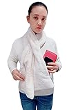 Lina & Lily Women's Winter Pull-Through Faux Fur Scarf with Hidden Zipper Pocket (Cream White)