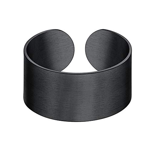 Suplight Herren Ring schwarz Edelstahl 10mm breit matte Damen offener Ring verstellbarer Knöchel Ring Band Ring Ehering Verlobungsring Finger Schmuck Geschenk für Geburtstag Suplight Herren Ring schwarz Edelstahl 10mm breit matte Damen offener Ring verstellbarer Knöchel Ring Band Ring Ehering Verlobungsring Finger Schmuck Geschenk für Geburtstag