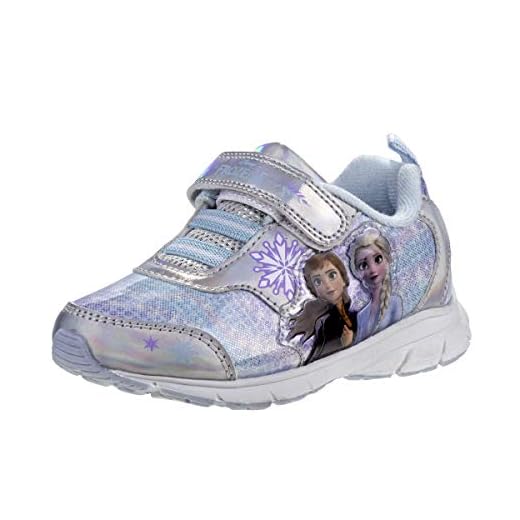 Disney Frozen II Elsa and Anna Seakers - Anna and Elsa, Light Up Silver, Size 7 Toddler