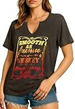 Flafens V Neck T-Shirts for Women - Graphic Short Sleeve Tees Tops Fashion Trendy Soft Casual Summer Outfits Clothes Words Design, XX-Large