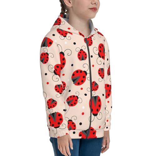 Red Ladybug Kid Hoodies Boys Zip Up Sweatshirts Girls Pullover with Pocket4