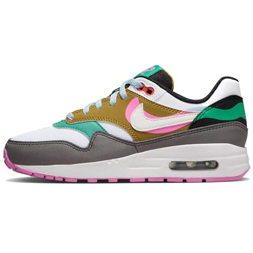 Nike Air Max 1 SE Big Kids' Shoes (FJ3286-001, Black/Playful Pink/Stadium Green) Size 7