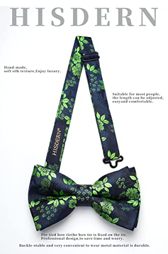 Image of HISDERN Bow Ties for Men Paisley Floral Pre-tied Bowtie Pocket Square Set Men's Formal Bow Ties Wedding Party