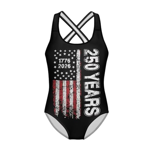 Image of Girls One Piece Swimsuits Summer Quick Dry Crewneck Beach Bathing Suit Cross Shoulder Strap Swimwear 5-14 Years