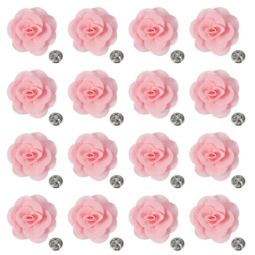 Flores de solapa rosa para trajes pack de 16 broches de tela de 2 pulgadas de sourcing map