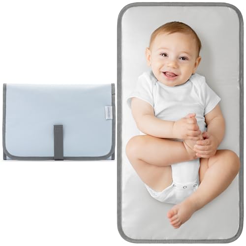 Image of Comfy Cubs Baby Changing Pad Compact Size - Waterproof Diaper Changing Mat with Cushioned Pillow - Soft & Lightweight, Foldable Design for Travel - Stylish Design for Boys and Girls - Sea Blue