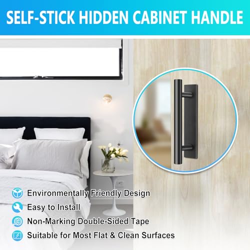 Self-Stick Push Pull Helper, 30 Pack Stick Drawer Pulls Stick on Handle ABS Plastic Adhesive Door Handles Pulls Peel and Stick Cabinet Handles for Kitchen Cabinet Sliding Door Furniture(Black) - Image 6