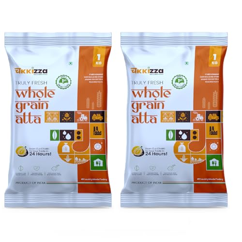 Image of Chakkizza Multi-Grain Atta | Whole Grain Flour | Stone Milled | 100% Natural | High Dietary Fiber For Easy Digestion | Made-to-Order | Chakki Fresh Atta | No Preservatives | No Blending (1KG (Pack of 2))
