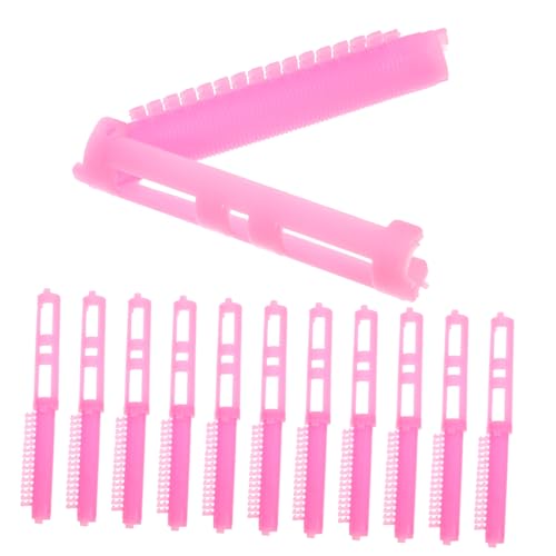 TOGEVAL 12 Piezas Barra De Permanente Cepillo Para El Pelo Rizo Rodillos Pinza Para El Cabello Estilo Permanentes Dar Volumen Raíz Cepillo De Pelo Redondo Vara Pliegue Resina Rosa