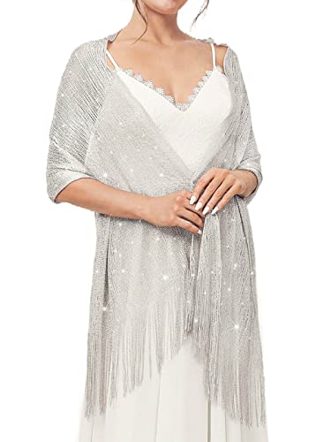 GORAIS Women Shawls and Wraps for Evening Dresses Wedding Scarf Formal Shrug with Rhinestone Buckle for Bride and Bridesmaids