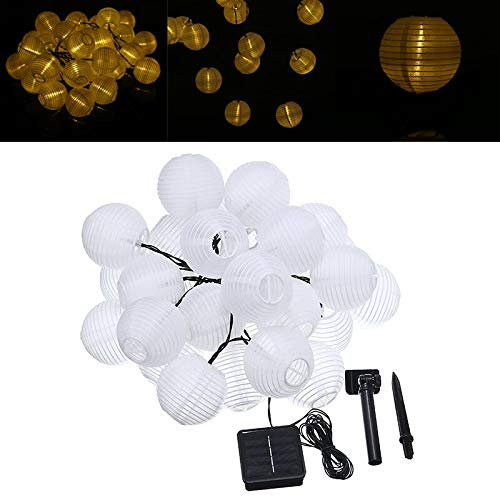 30 lampion solarny LED, łańcuch świetlny na zewnątrz, Boże Narodzenie, ogród, podwórko, balkon, latarnia, kula, łańcuch świetlny