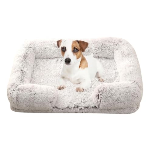 犬用ベッド 大型犬用 整形外科用 エッグクレートフォーム犬用ベッド 洗えるペットベッド 取り外し可能 洗えるカバー付き 滑り止め底 犬&猫用,白,M