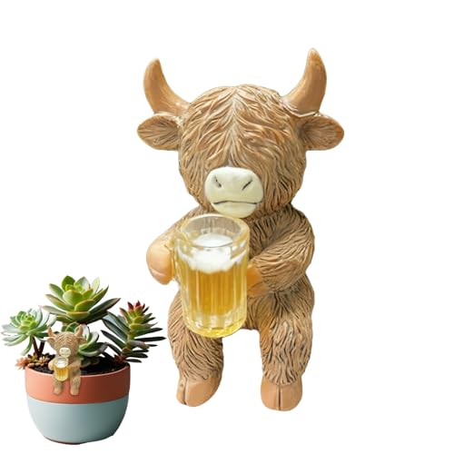 Amesor Kleine Kuh Skulpturen | Resin Lustige Trinkende Kuh |...