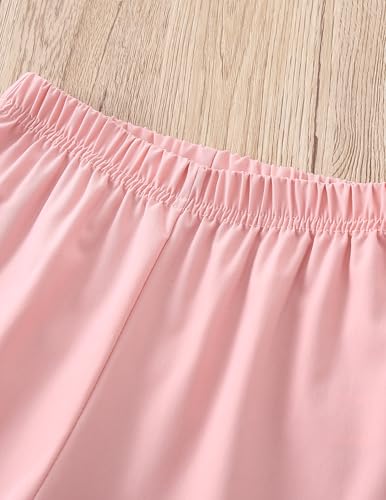 Image of Girl's Tracksuit Sets 2 Piece Outfits Trendy Cute T-shirt Matching Jogger Sweatpants Clothes Set Pink /White 11-12 Years