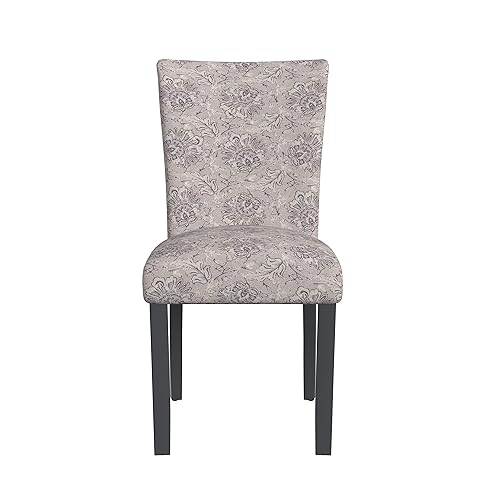 Image of HomePop Classic Parsons Dining Chair -Gray Linen Artistic Floral Print (Set of 2)