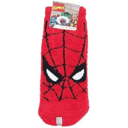 Amazon Co Jp マーベル もこもこ靴下 スパイダーマン フェイス レッド 22cm 24cm Spsoc196j 服 ファッション小物