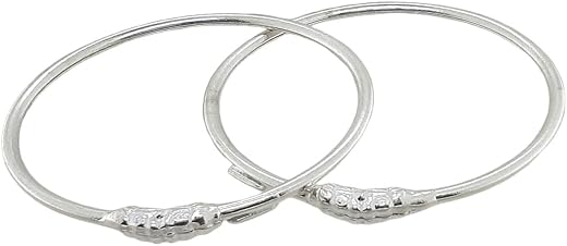 Sahiba Gems 925 Silver (Pure Chandi) Baby Plain Pipe Kada Bangle for Babies (Up to 2 Years) – Light Weight 7.500 Grams