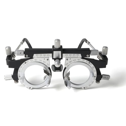 Dhoptical Adjustable Optical Trial Lens Frame, PD 48-80mm, Lightweight Alloy Optometry Frame with Adjustable Temples, Nose Bridge, and 4-Slot Insert Lense