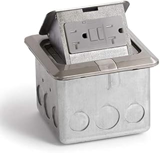 Lew Electric Square Pop Up Floor Box (2 Outlet | GFI, Stainless Steel)