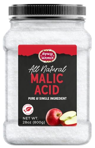 Malic Acid Powder 1.75 LB Jar (28oz) - Food Grade, Pure & All Natural, Crystals, Tart Flavor, Non-GMO by Spicy World