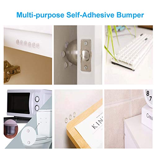 Self Adhesive Cabinet Door Bumpers 100 Pcs 1/2” Diameter Clear Adhesive Bumper Pads Quiet Gel Bumpers Transparent Rubber Feet Wall Protectors for Drawers Glass Tops Picture Frames Small Furniture