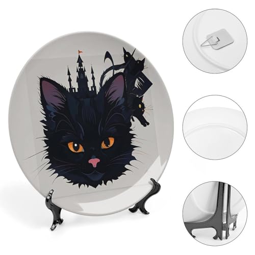 Plato decorativo de porcelana Abstract Kitty 6 pulgadas miniatura 4