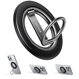 【2025二段式・縦置き】 Lamicall マグセーフ スマホ リング : MagSafe対応 リング マグネット式 スマホリング ホルダー magsafe リング iphone 磁石 リング 携帯 バンカーリング 横置き 360度回転 磁気増強 金属リング付き 取り外し iPhone 17 17 pro 17 pro max 17 Air 16e 16 15 ミニ アンドロイドに対応 ブラック