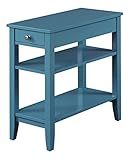 Convenience Concepts American Heritage Chairside End Table with Drawer 23.5' - Classic Living Room Table with Storage Shelf, Bedroom Nightstand, Blue