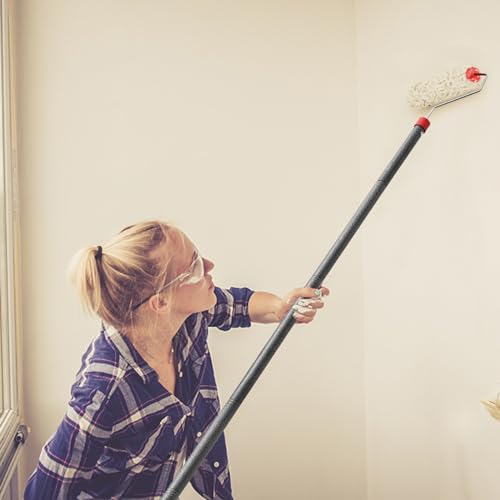 FLY HAWK Paint Roller Kit, 4 FT Stainless Steel Pole Wall Paint Rollers, Dense Filament Mural Brush, White by FLY HAWK - Image 6