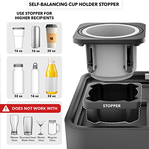 Couchconsole Original Cup Holder Tray - Drinks & Snacks Sofa Caddy With Armrest, Table With Phone Stand- Tv Remote Control Storage And Organizer - For Living Rooms, Rv, And Cars, Black/Gray #TOP2