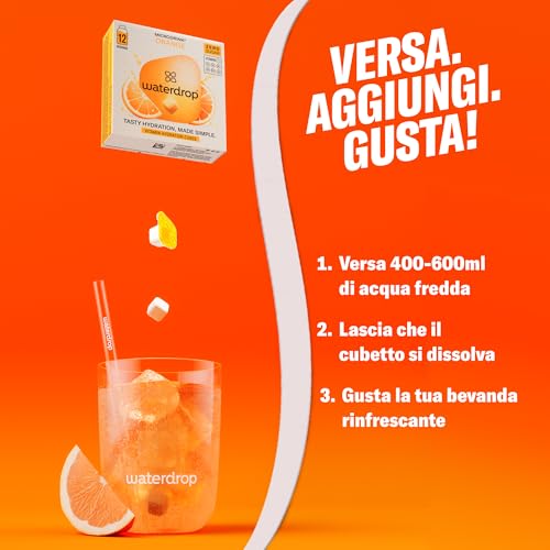 Waterdrop® Set Microdrink, Arancia, Limone E Pompelmo, 36 Cubetti Effervescenti Senza Zucchero Per Aromatizzare L'acqua, Estratti Di Frutta E Piante, Acqua Aromatizzata Senza Infusione A Freddo - 5
