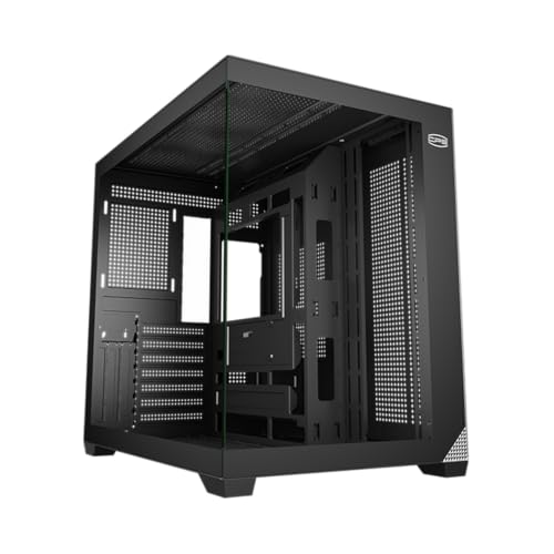 CPS C3 T700 PC-behuizing ATX Mid Tower, Gehard Glas & Gaas Voorzijde, Hoge Luchtstroom, Ondersteuning voor ATX/Micro-ATX/ITX, Ondersteuning voor 360mm Radiator – Schwarz (Geen Ventilatoren Inclusief)